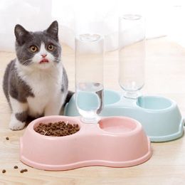 Cat Carriers Anti-Slip Pet Double Bowl With Drinking Bottle Automatic Water Storage Feeders Dog Puppy Feeding Suppliess