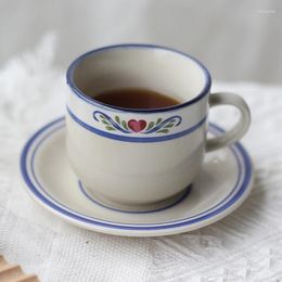 Cups Saucers Mugs Coffee Ceramic Retro Simple Tea And Saucer Sets Cup Espresso Tazas De Cafe Creativas