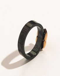 Designer Top Quality Extravagant Black Letters Ring Gold 100 Stainless Steel Letter Band Rings Fashion Women Men Wedding Jewellery 9696997