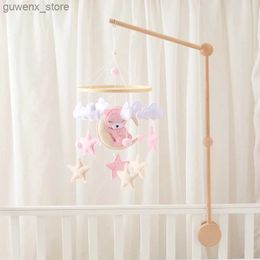 Mobiles# Crib Mobile Baby Wooden Bed Bell Baby Rattles Soft Felt Cartoon Bear Toys Hanger Crib Mobile Bed Bell Wood Toy Bracket Kid Gifts Y240412