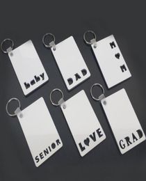 Sublimation Keychain LOVE GRAD DAD MOM SENIOR Key Chain Creative DIY Gift Blank MDF Keyrings 20pcs3244458