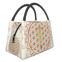 Flower Of Life Insulated Lunch Bag for Women Leakproof Sephiroth Sacred Geometry Mandala Thermal Cooler Lunch Tote