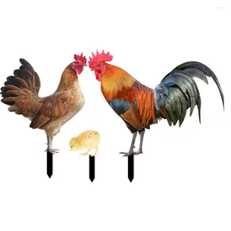 Garden Decorations Decorative Inserts Stakes Chicken Yards Lawn Ornament Animal Sculpture Sign