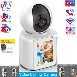 PTZ Cameras 2MP PTZ WIFI camera AI tracking voice wake-up video call with 2.8-inch screen indoor baby monitor safety CCTV surveillance camera C240412