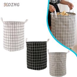 Laundry Bags Bathroom Cotton And Linen Dirty Basket Foldable Round Waterproof Storage Bucket Clothes Children Large Capacity