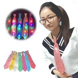 Bow Ties LED Flashing Light Up Necktie Wedding Party Supplies Cloth Neckties Concert Atmosphere Props Lights Sequins Tie