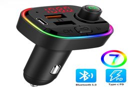 Bluetooth 5.0 FM Transmitter QC3.0+PD Fast USB Charger Adapter Wireless Car MP3 Player Handsfree Car Kit with Bass o Backlit5526669