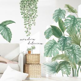 Nordic Wall Stickers Tropical Green Leaves Palm Wall Decals For Kids Girls Room Nursery Decor Living Room Plant Palm Wallpaper