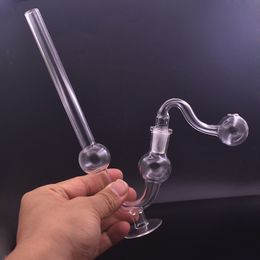Wholesale Hand Water Bubbler Pipes Oil Burner Glass Pipe Portable 14mm Female Thick Pyrex Downstem Rig Round of Glass Tobacco Pipe with Male Oil Nail Pipes