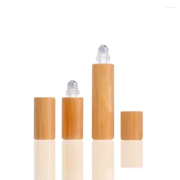 Storage Bottles 6Pcs Eco Friendly Bamboo Wood Essential Oil 5ml 10ml 15ml Roll On Bottle Glass Inner Roller Ball For Perfume Women