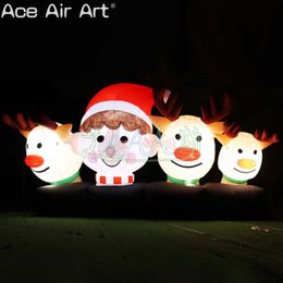 wholesale Outdoor Display Inflatable Christmas Elk/Moose and Boy LED Xmas Ornament for Christmas Night Carnival and Park Decoration