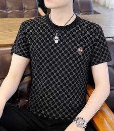 designer t shirt summer short sleeve fashion Ice Silk Cool brand plaid t-shirt men tshirt tee mens clothes