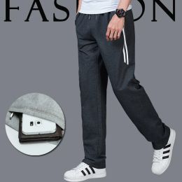 Pants Men's Sports Running Pants Joggers Straight Active Sweatpants Workout Jogging Striped Trousers With Zipper Pockets Loose Fit