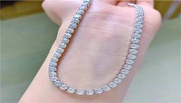 Moissanite Chains Necklaces 925 Sterling Silver Created Moissanite Gemstone Anniversary Party Unisex Couple Short Necklace Fine Je6417077