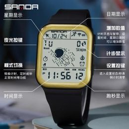 SANDA Original Digital Watch for Man Luxury LED Light 12/24 Hours Clock Waterproof Sports Men's Wristwatch Stopwatch Chronograph