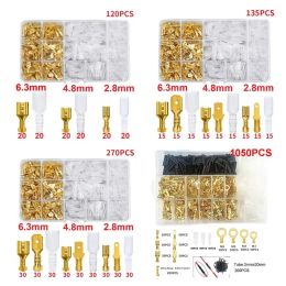 Cold Pressed Reed Terminals 2.8/4.8/6.3mm Insulated Male And Female Spade Crimp Terminals Wire And Cable Connector Combo Kit