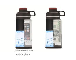 Diversion Water Bottle with Phone Pocket Secret Stash Pill Organizer Can Safe Plastic Tumbler Hiding Spot for Money Bonus Tool 22699957