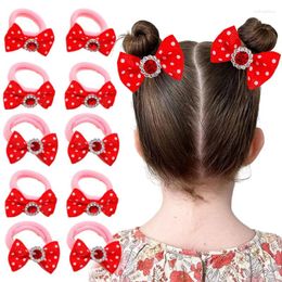 Hair Accessories Ncmama 6cs/lot Mini Rhinestone Bow Clips For Children Sweet Girls Dot Printing Bowknote Hairpin Barrettes