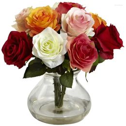 Decorative Flowers Arrangement Artificial With Vase Multi-color