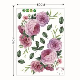 Large Purple Flowers Peony Wall Stickers For Living Room Decor DIY Rose Vinyl PVC Decal for House Decals Mural Home Decoration