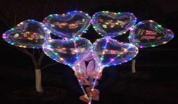 Love Heart Star Shape LED Bobo Balloons Multicolor Lights Luminous Transparent Balloon with Stick for Xmas Party Wedding Festival 9565216