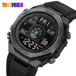 SKMEI Waterproof Watch for Men Electronic Movement Wristwatch Compass Pedometer Luxury Sport Men's Clock with Date