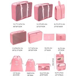 8pcs Set Travel Storage Bags Suitcase Packing Cubes Cases Portable Wardrobe Luggage Clothes Shoe Pouch Folding Organiser