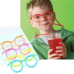Drinking Straws Fun Soft Plastic Straw Glasses Flexible Tube Tools Kids Novelty Toy Party Supplies Bar Kawaii