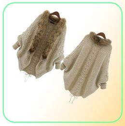 Winter Women Cardigan Loose Sweater Faux Fur Collar Batwing Sleeve Knit Cardigan Jacket Coats Casual Sweaters Asian Size5124684