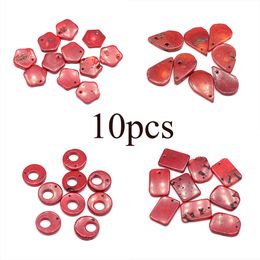 10pcs/lot Natural Coral Pendant Multiple Shape Red Coral Pendant Charms for Making DIY Jewerly Earrings Necklace Gift Wholesale