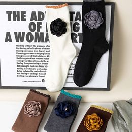 Men's Socks for Women, Autumn Products, Trend Heavy Industry, Handmade Rose Three-dimensional Cotton Socks, Forest Style Women's