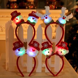Christmas Headband Santa Claus Elk Antlers Reindeer Headband Cosplay Ears Led Glowing Ornaments Party Christmas Hair Accessories