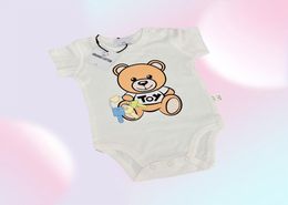 Designer Newborn Baby Girl Boy Rompers Clothes Infant Girls Cartoon Bear Print Short Sleeve Jumpsuits Onesie Bodysuit3063200