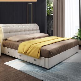 Hot Sale High Quality Light Luxury Modern Simple Leather Bed Bedroom Furniture Double 1.8m King Size Bed