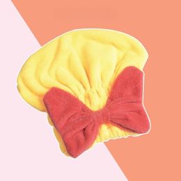Big Bow Cute Coral Fleece Shower Caps Kawaii Quick Dry Make Up Travel Thicken Water Absorbent New Bathroom Hair Towel Soft