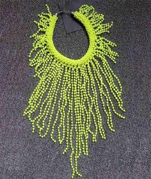Handmade In Stock European Fashion Neon Yellow Statement Women Long Chokers Star Punk Chunky Tassels Chains Beading Necklace 210334167444