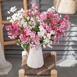 Decorative Flowers 5pcs/lot Artificial Bouquet For Home Decor Wedding Decoration Craft Vases Flower DIY Accessories LSAF097