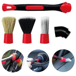 Car Wash Brush Long Handle Soft Bristle Car Interior Detailing Brush Auto Air Outlet Vent Wheel Cleaning Elbows Brushes Tools