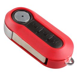 3 Button NEW Replacement Shell Folding Flip Key Case for Car Fiat 500 With Red Silicone Cover Combo Shell2292627