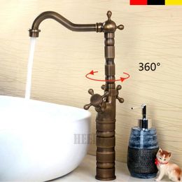 Bathroom Sink Faucets Antique Household Splash-proof Copper And Cold Cabinet With Raised Foot Counter Basin Faucet Black Ancient