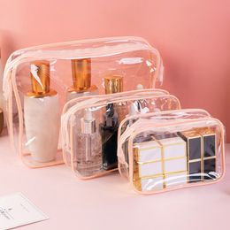 PVC Transparent Cosmetic Bag Clear Zipper Makeup Bags Organiser Travel Bath Wash Toiletry Storage Bags Make Up Case Zipper Bag