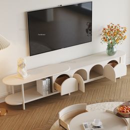 Italia Minimalist TV Stands and Tea Table Set Home Living Room Retractable TV Cabinet Designer Small Apartment Tv Cabinet