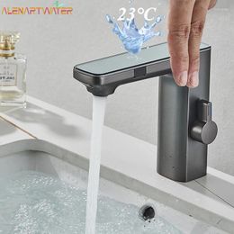 Bathroom Sink Faucets Smart Sensor LED Faucet Basin Infrared Kitchen Mixer Tap And Cold Vanity Touchless Digital Display