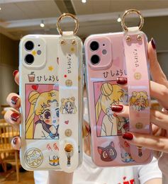 Japan Anime Cartoon Sailor Moon Luna Cat soft phone case for iphone 11 Pro Max X XS XR 7 8 plus 2020 SE Wrist bracket cover4655641