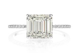 Real 925 Sterling Silver Emerald Cut Created Moissanite Diamond Wedding Rings for Women Luxury Proposal Engagement Ring 2011164028099