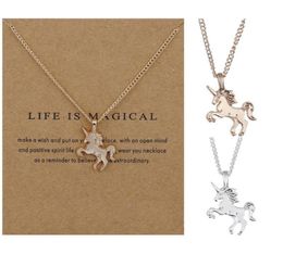 New Fashion Women Unicorn Horse Pendant Necklace Plating Chain Choker Christmas Jewellery Lovely Gift 2584071