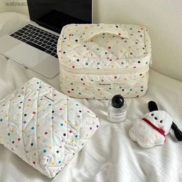 Cosmetic Bags Colourful Polka Dots Cosmetic Zipper Pouch Cotton Makeup Organiser Storage Bag Cosmetic Organiser Case for Women and Girls L49