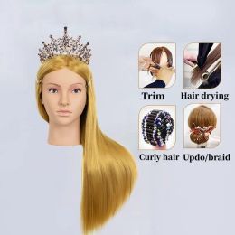 100% High Temperature Fibre Blonde Hair Mannequin Head Training Head For Hairstyles Braid Hairdressing Manikin Doll Head Stand