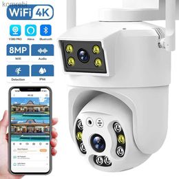 PTZ Cameras 8MP 4K Dual Lens Wifi PTZ Camera Smart Home Night Vision Dual Screen Outdoor 6MP Security Protection CCTV Camera V380 Pro Application C240412