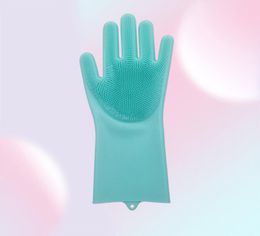 Disposable Gloves Magic Silicone Dishwashing Scrubber Dish Washing Sponge Rubber Scrub Kitchen Cleaning 1 Pair6668062